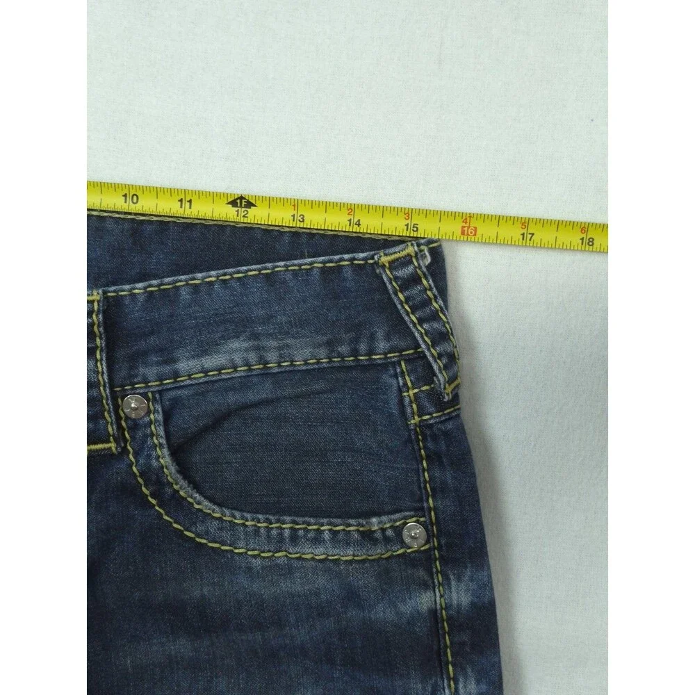 True Religion Skinny Jeans Mens 30 Gold Big T Flap Pocket Bold Stitch Y2K Rocker
